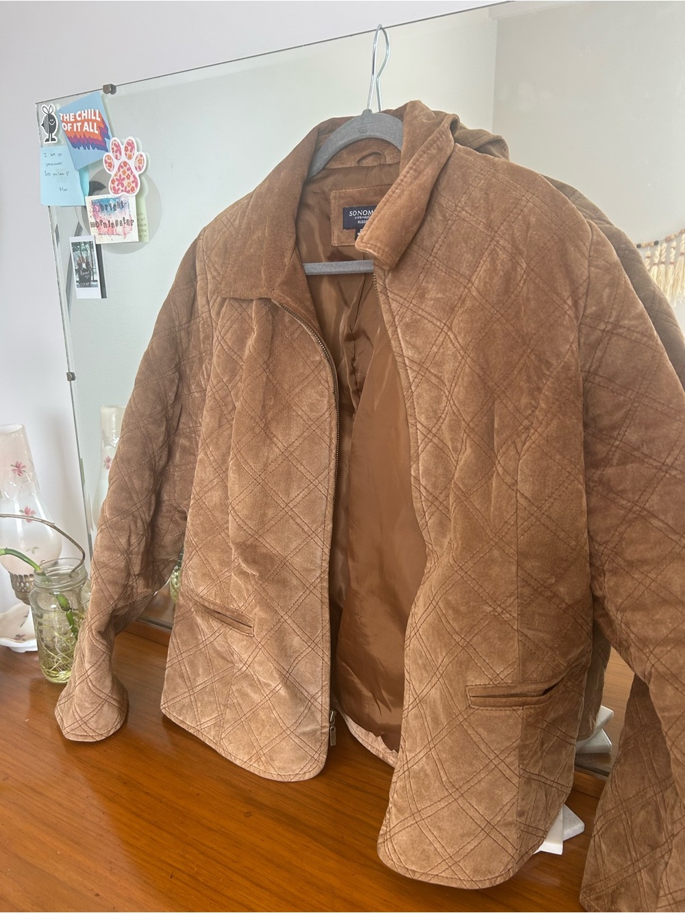 Sonoma Quilted Brown Suede-Look Jacket